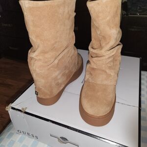 Guess Women's Tan Suede Winter Boots